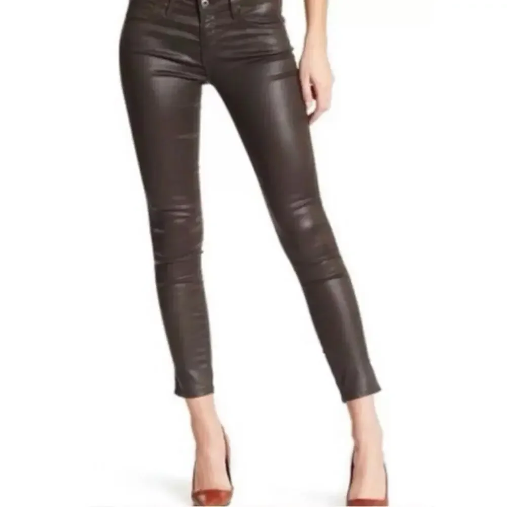 AG Adriano Goldschmied Legging Ankle Super Skinny Ankle Brown Coated Jean 29R